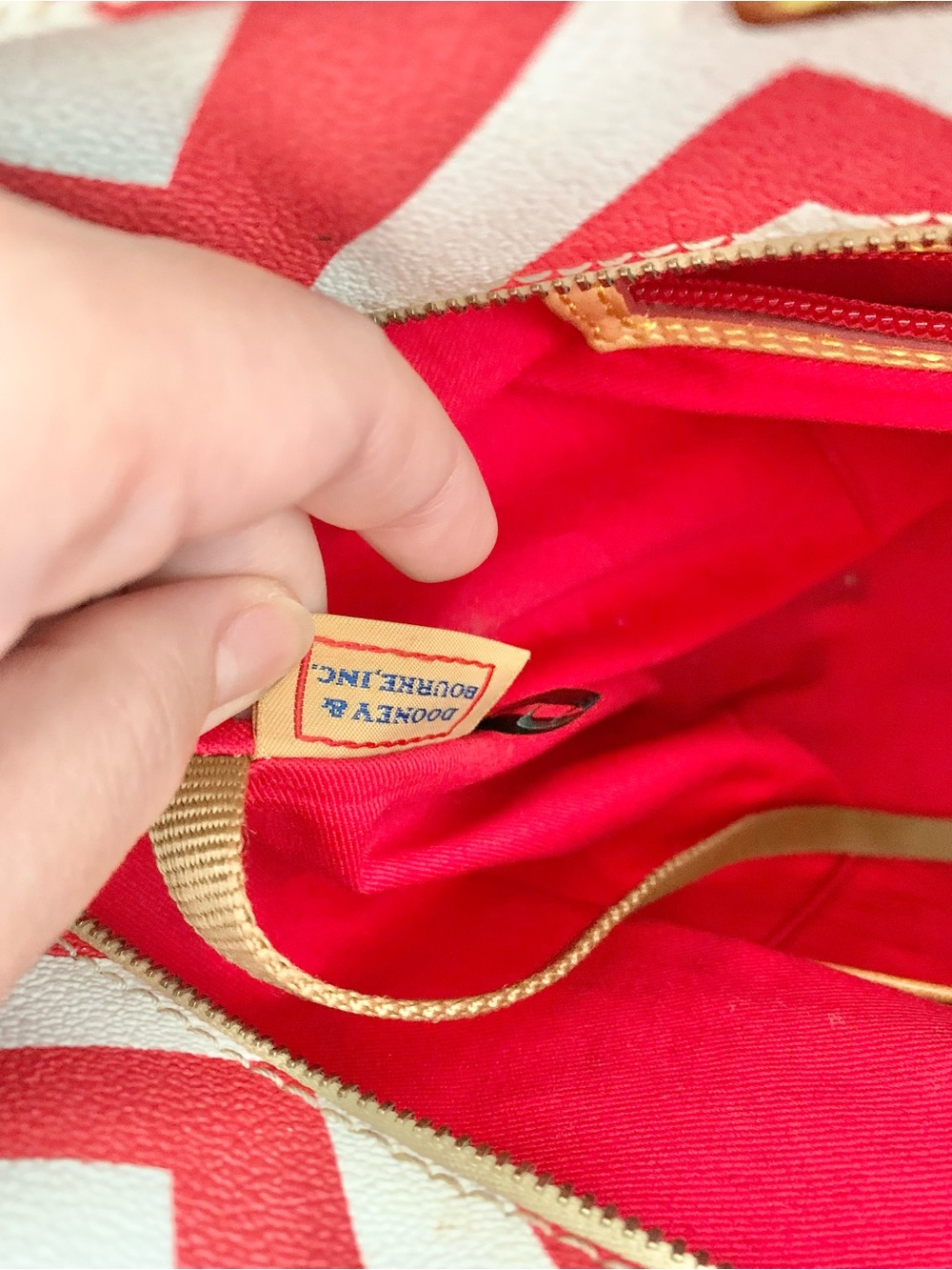 Dooney & Bourke Red Chevron Zip-Top Tote - Picture 11 of 14